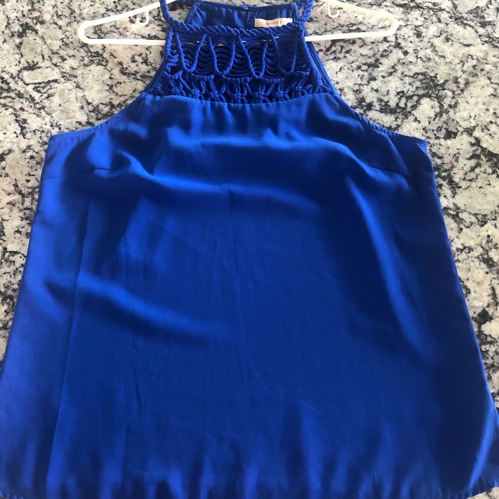 Skies Are Blue royal blue halter tank top